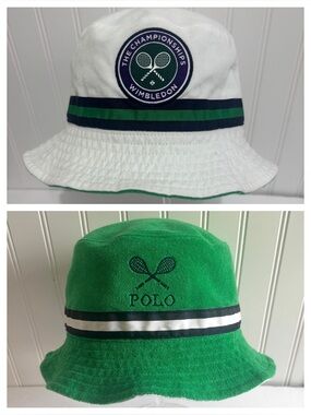 Polo Ralph Lauren Wimbledon Reversible Bucket Hat Green White 22” Tennis